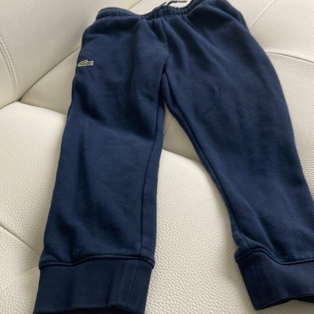 Boy’s Lacoste sweat paints, navy. 5T
